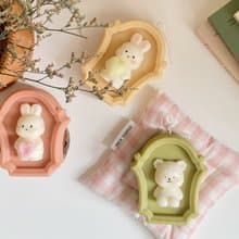 【經典款】 復古鏡子蠟燭 小兔子 / 小熊 造型蠟燭