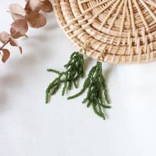 串珠耳飾_松葉/深綠色/beading earing