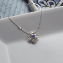 轉角花紋生日石 項鍊 925銀