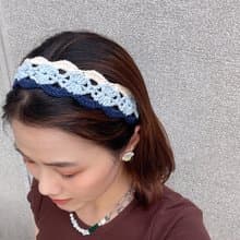 波浪編織髮帶 天海藍