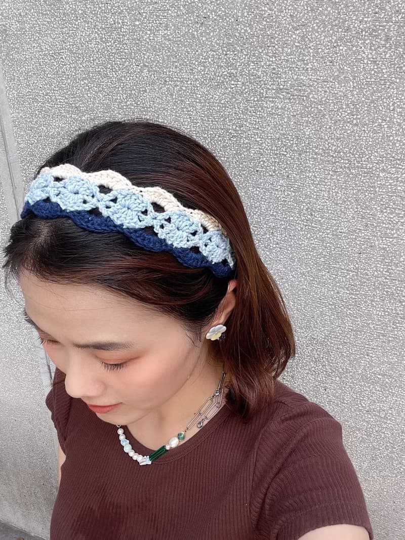 波浪編織髮帶 天海藍