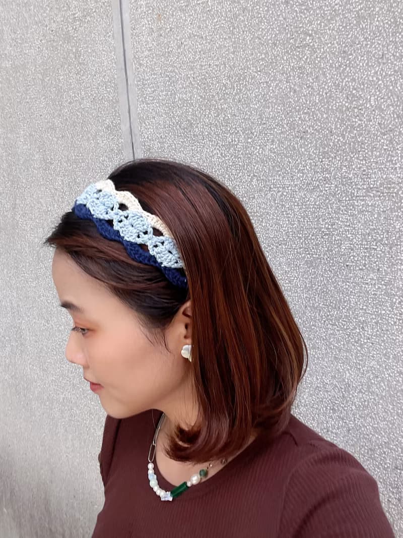 波浪編織髮帶 天海藍