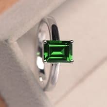 NEW 9 x 7 mm Green natural topaz ring silver sterling 925 size 7.0 free resize