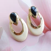 Vintage Jewelry 西洋古董飾品 復古 典雅 雙色琺瑯 針式耳環