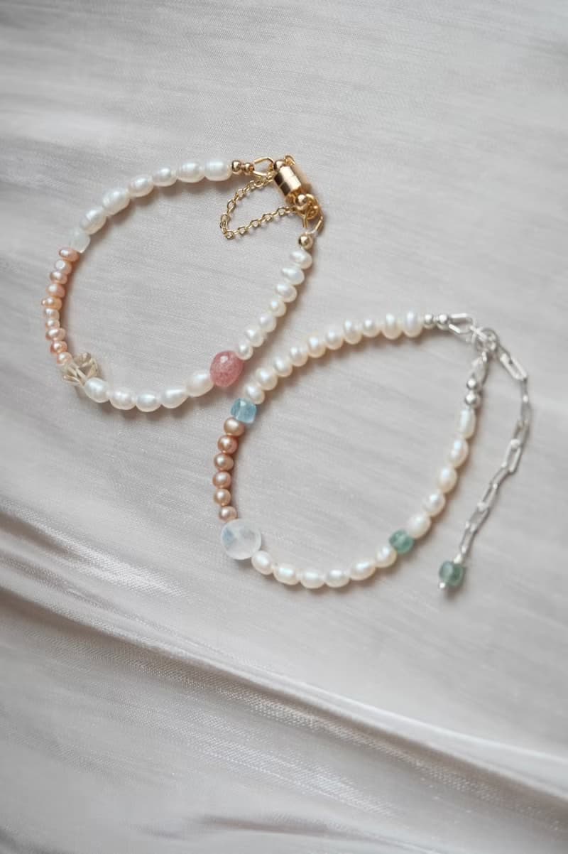 View 融雪 melting 天然石 珍珠 手鍊 純銀 黃銅 兩款