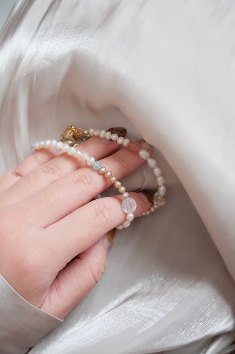 View 融雪 melting 天然石 珍珠 手鍊 純銀 黃銅 兩款