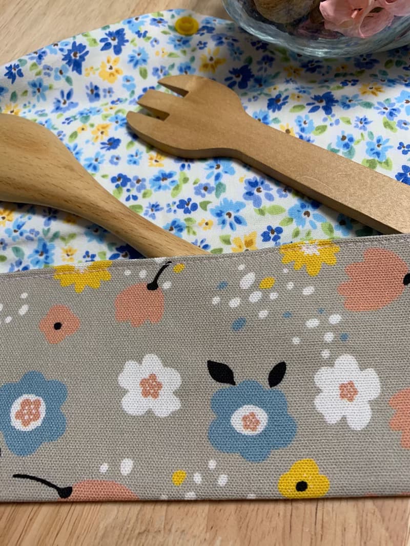 文青風環保純棉筷袋 夢裡花落 質感原胚  超優質卡其色 日本 潮