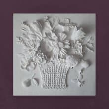 白花牆藝術 3d 雕塑巴洛克式牆藝術 花籃 花牆板 石膏牆藝術 浮雕