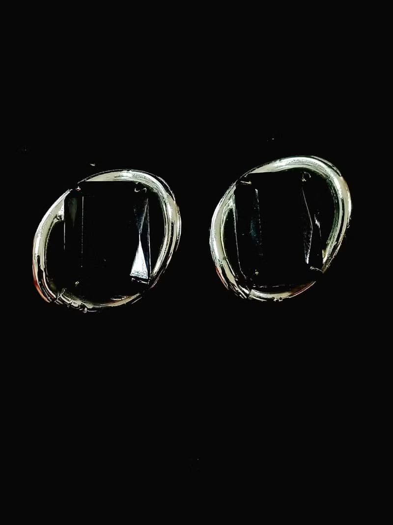 vintage jewelry  古董夾式耳環  黑石