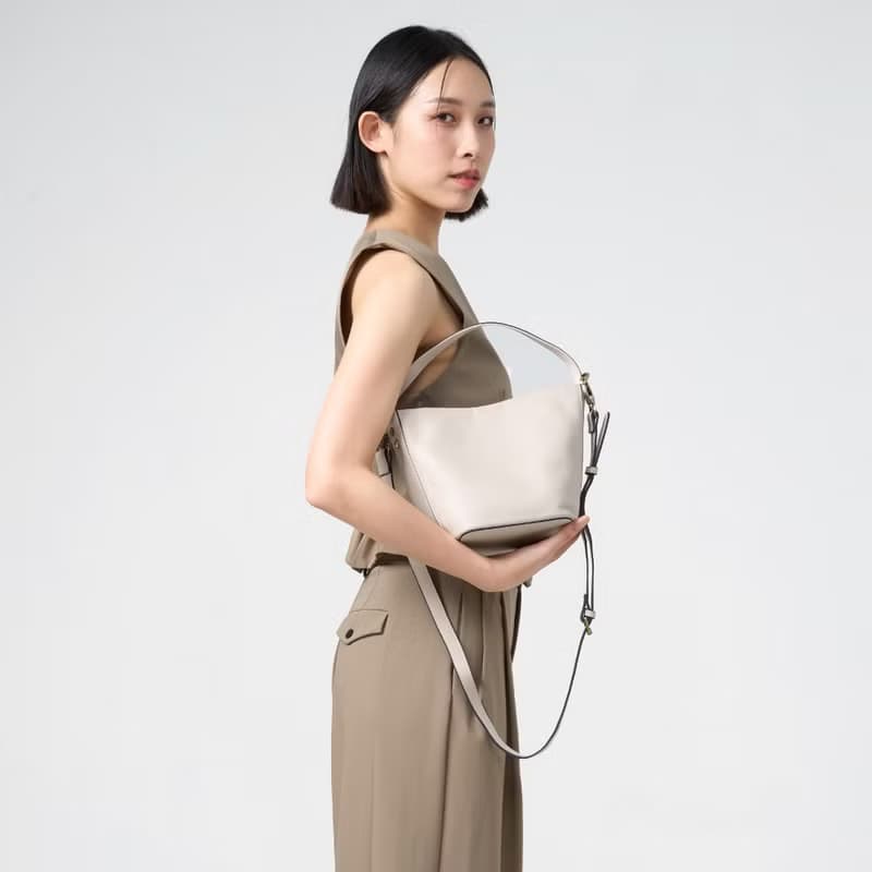 FUTUREME 真皮迷你水桶包 - 簡約黑/月光灰