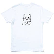 Cat Coffee 短袖T恤 白色 貓咪咖啡狗趣味貓之日禮物文青