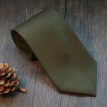 軍綠色橫紋真絲領帶免費刻字領帶夾套裝