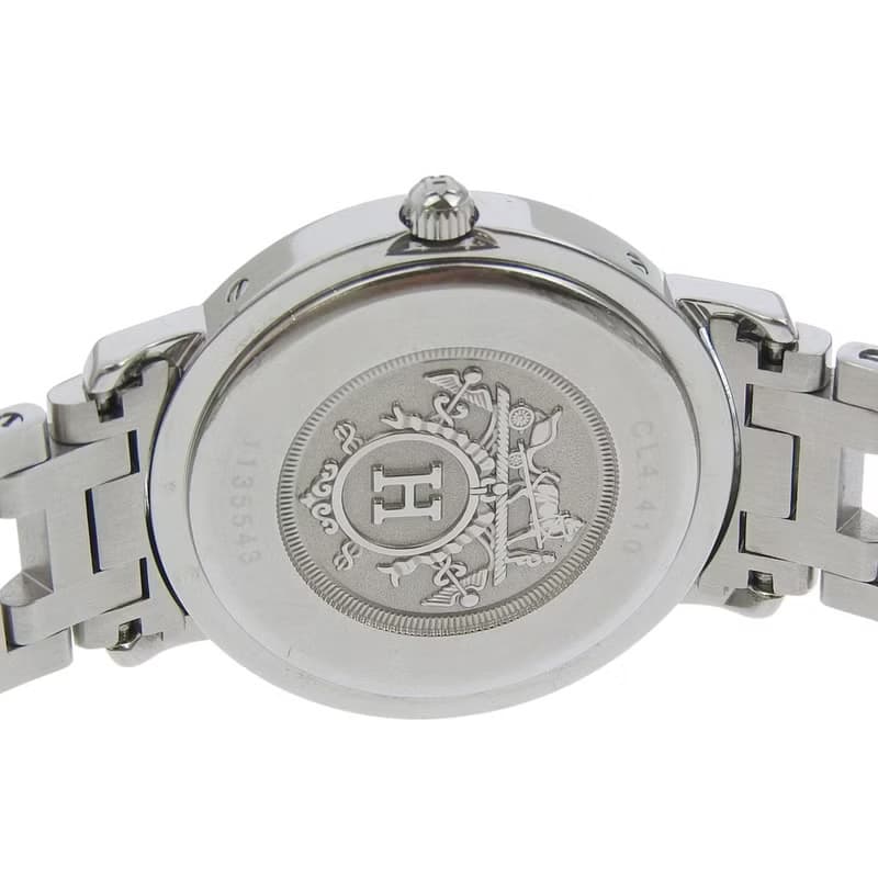 【日本直送】エルメス HERMES クリッパー 腕時計 CL4.410 SS クオーツ アナログ表示 ピンク文字盤 ボーイズ【中古】