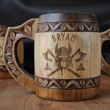 Personalized wooden beer mug Man birthday gift anniversary gift beer glass