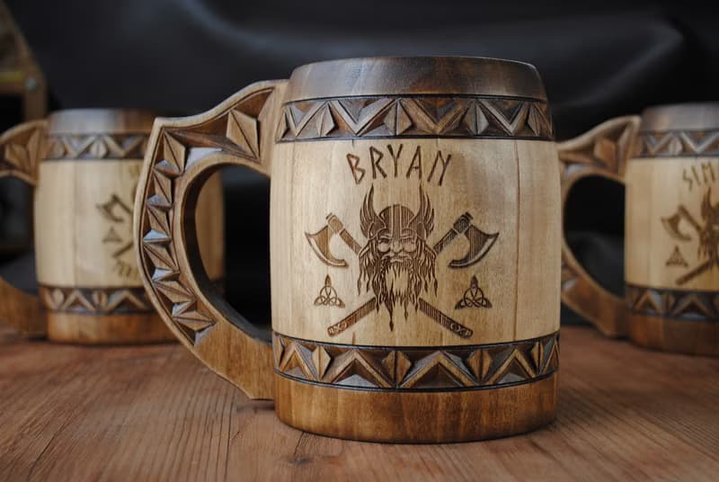 Personalized wooden beer mug Man birthday gift anniversary gift beer glass