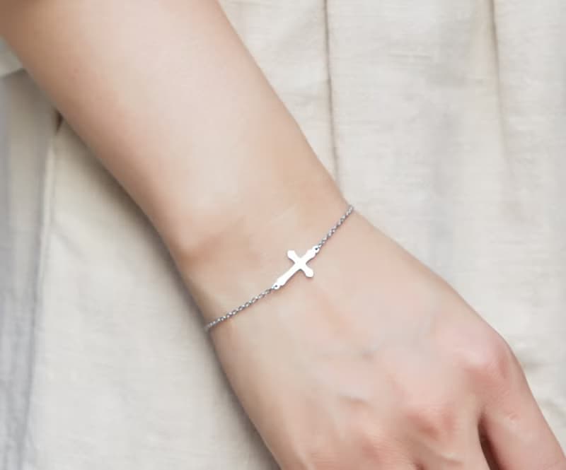 十字架手鍊-抗敏醫療鋼