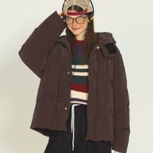 Unvesno (UN) 怪奇小鎮 白鴨絨巧克力冬季連帽輕薄羽絨服 CT-2161