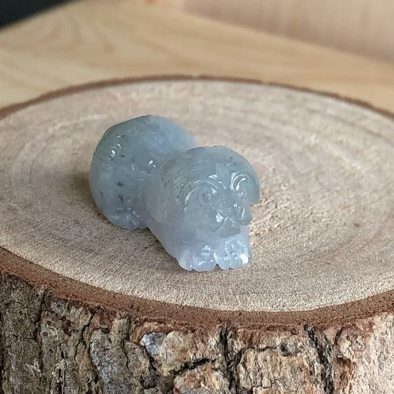 冰膠晴水帶飄花狗狗|天然緬甸玉A貨翡翠