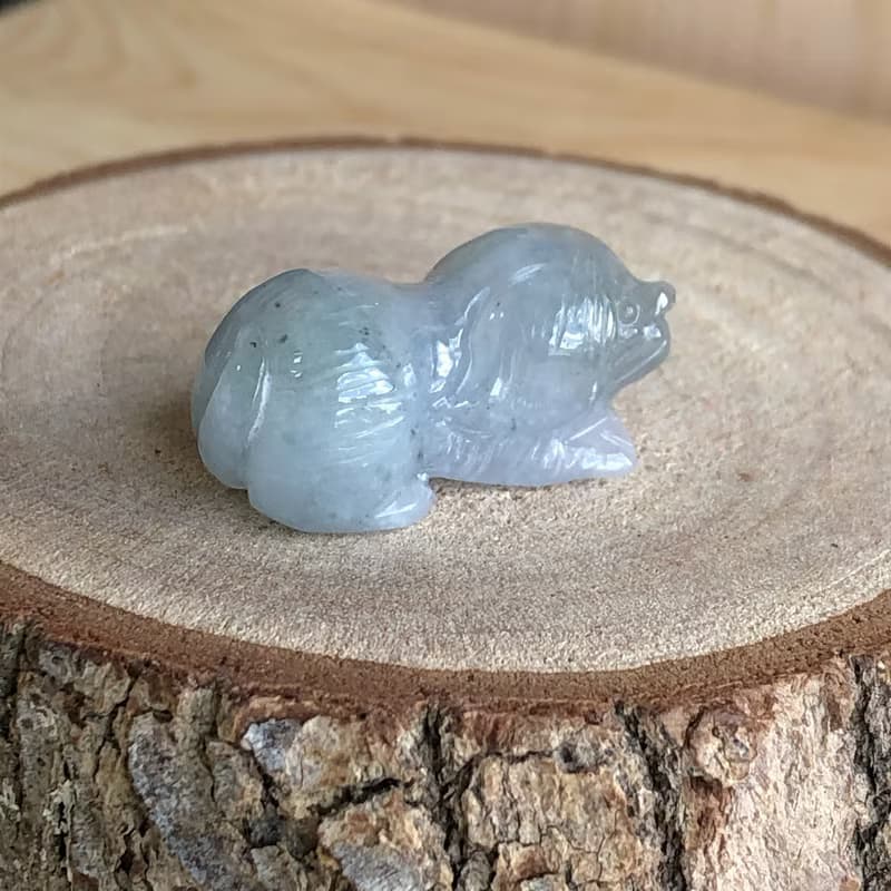 冰膠晴水帶飄花狗狗|天然緬甸玉A貨翡翠
