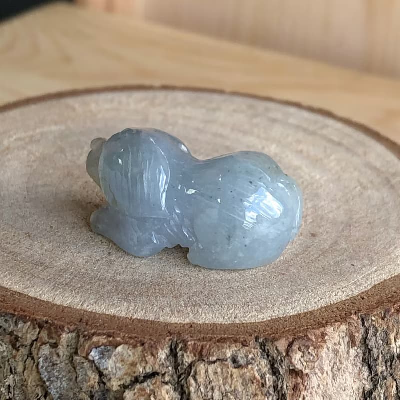 冰膠晴水帶飄花狗狗|天然緬甸玉A貨翡翠