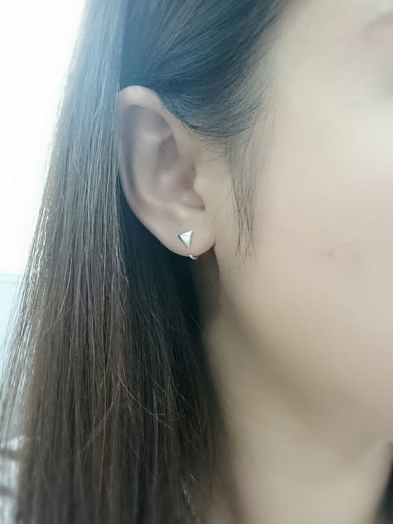 925純銀-輕銀耳飾-輕鬆入門款-幾何三角 耳環 一對