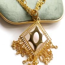 【西洋古董飾品】金色調 多鍊 時尚風潮 項鍊 大墜項鍊