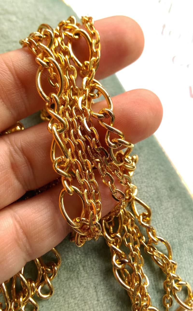 【西洋古董飾品】金色調 多鍊 時尚風潮 項鍊 大墜項鍊