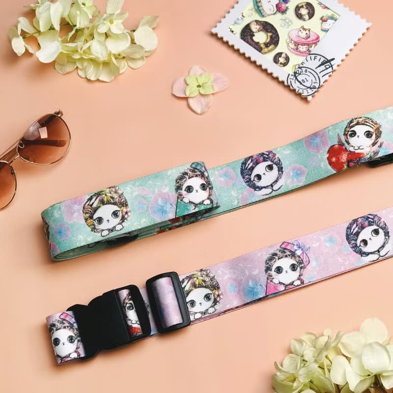 行李束帶 | 行李帶 | 防摔加固 - 清新綠暖暖貓、少女粉暖暖貓