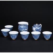 海浪奔翔青花瓷 茶具組│1壺1海6杯│好茶器值得擁有