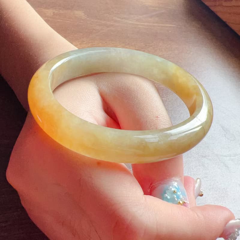 冰黃翡翡翠貴妃鐲 | 17圍 | 天然緬甸玉翡翠A貨 | 送禮