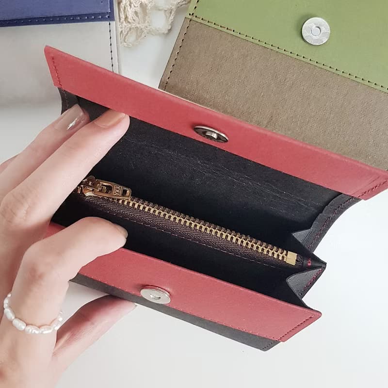 質感撞色 水洗牛皮紙夾 短夾 皮夾 零錢包