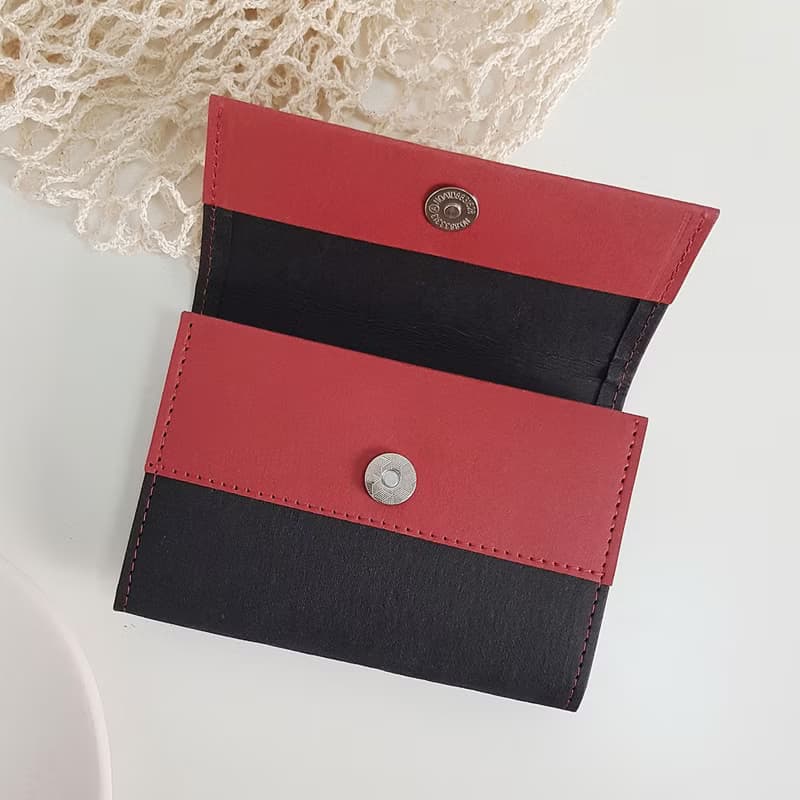 質感撞色 水洗牛皮紙夾 短夾 皮夾 零錢包