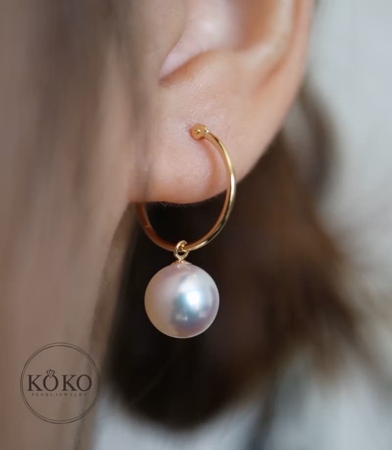 日本直送 京都原創 小金圈珍珠耳環8-8.5mm 禮物