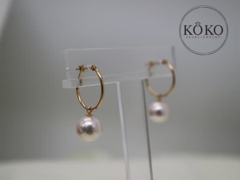 日本直送 京都原創 小金圈珍珠耳環8-8.5mm 禮物