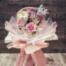 永生花波波球花束-皇冠款 乾燥花/生日/情人節/母親節//開幕/求婚