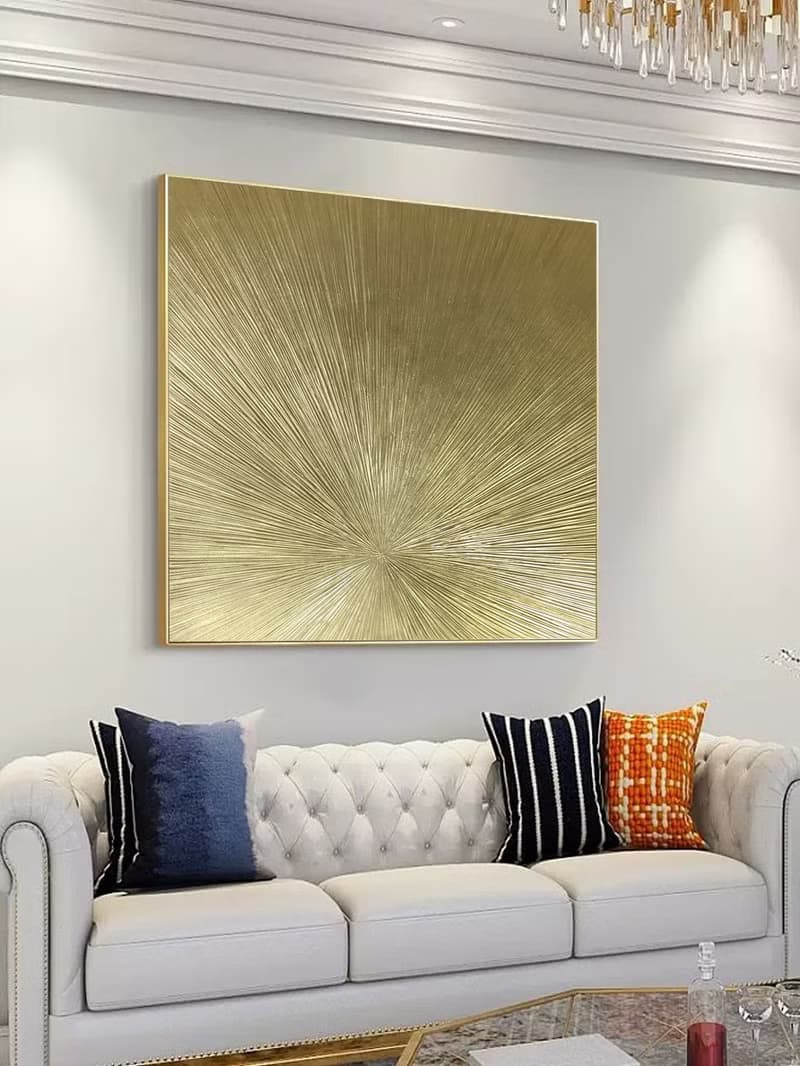 Abstract gold texture painting on canvas painting Wall Ar for Living room