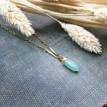VIIART。水槍。Vintage天河石古著銀鍍18K金鎖骨項鍊|