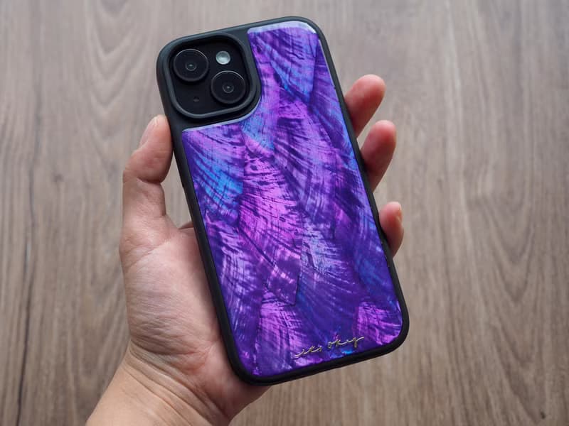 紫色 珍珠母貝 手工手機殼 適用iPhone16,15,14,13,12,11 Pro Max
