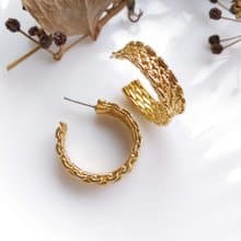 Vintage Jewelry 西洋古董飾品 編織紋 C圈 針式耳環
