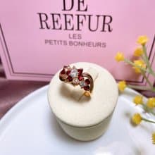 【西洋古董飾品】高雅花藝層次花團閃耀精美設計細緻 萊茵鑽 戒指