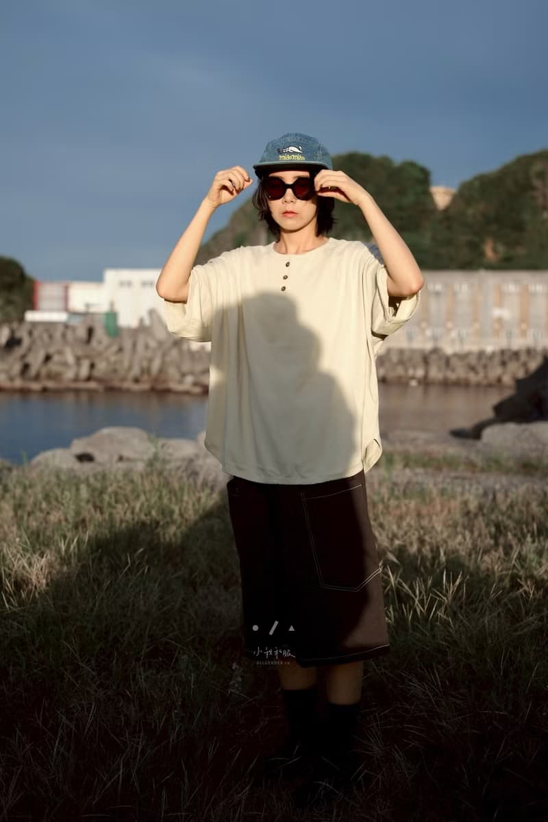 小木偶三釦圓弧小寬TEE - 3色 - 杏色