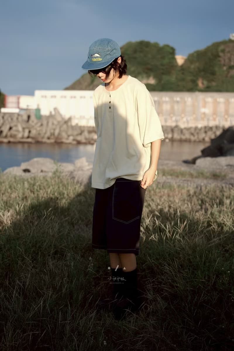 小木偶三釦圓弧小寬TEE - 3色 - 杏色