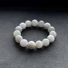 天然A貨翡翠 淡紫羅蘭飄綠花翡翠手串