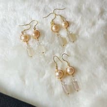 珍珠繞線伴白瑪瑙、灰瑪瑙耳飾丨優雅系 ‧ 一物一圖 ‧