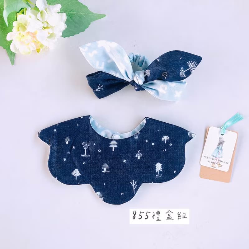 【可快速出貨】女寶/星星注音 雙面圍兜/髮帶/奶嘴鏈/彌月禮盒
