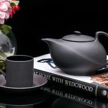 Wedgwood 黑曜之夢三件組咖啡壺具 雅士黑摩卡濃縮陶瓷壺杯套