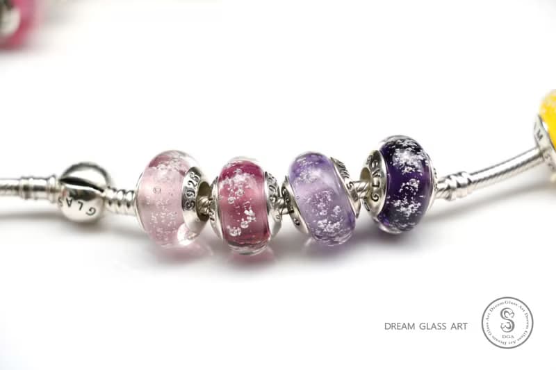 骨灰/毛髮琉璃珠-透明-夢幻粉紫系-單顆價格*訂製骨灰琉璃珠