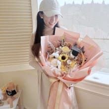 經典向日葵畢業花束 畢業花束 太陽花 滿天星 乾燥花 交換禮物