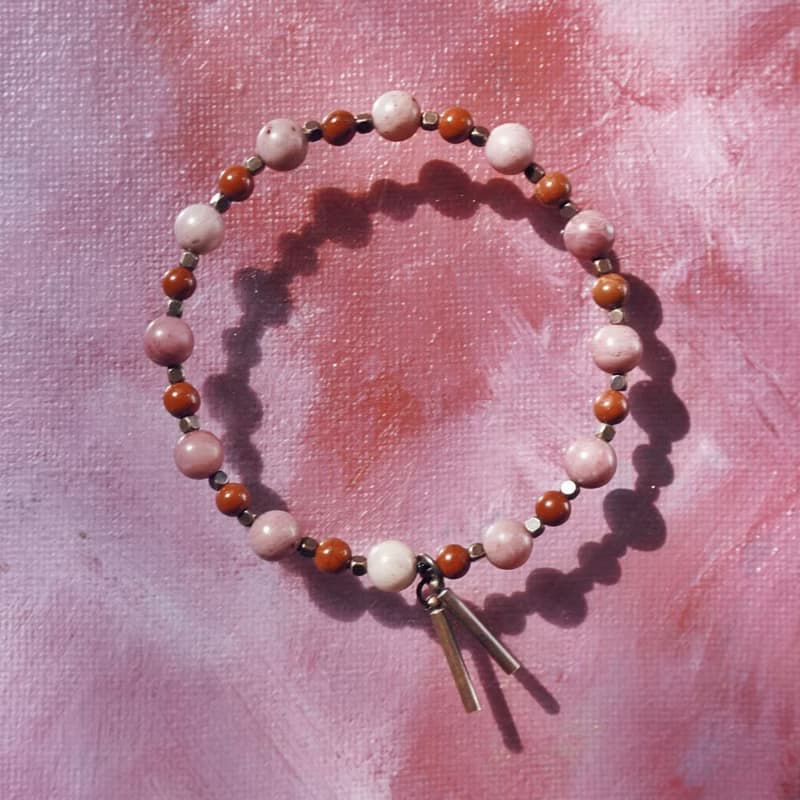 Op.01 復古天然石手鏈 古法手工做舊 諾丁奈特石 紅碧石