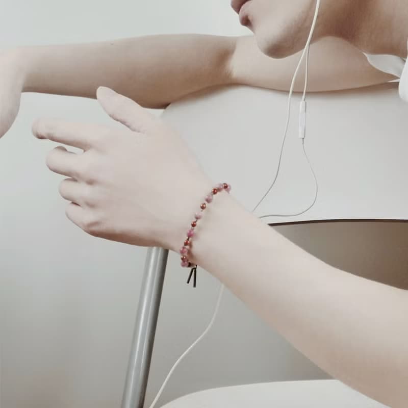 Op.01 復古天然石手鏈 古法手工做舊 諾丁奈特石 紅碧石